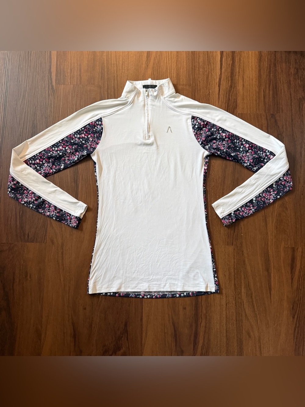 Women’s XXS White/Floral Dublin Long Sleeve Horseback Riding Sunshirt. Good Cond